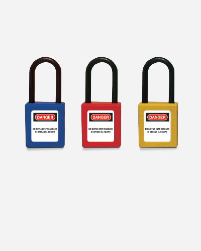 Candado LOTO composite azul — arco nylon, llave única